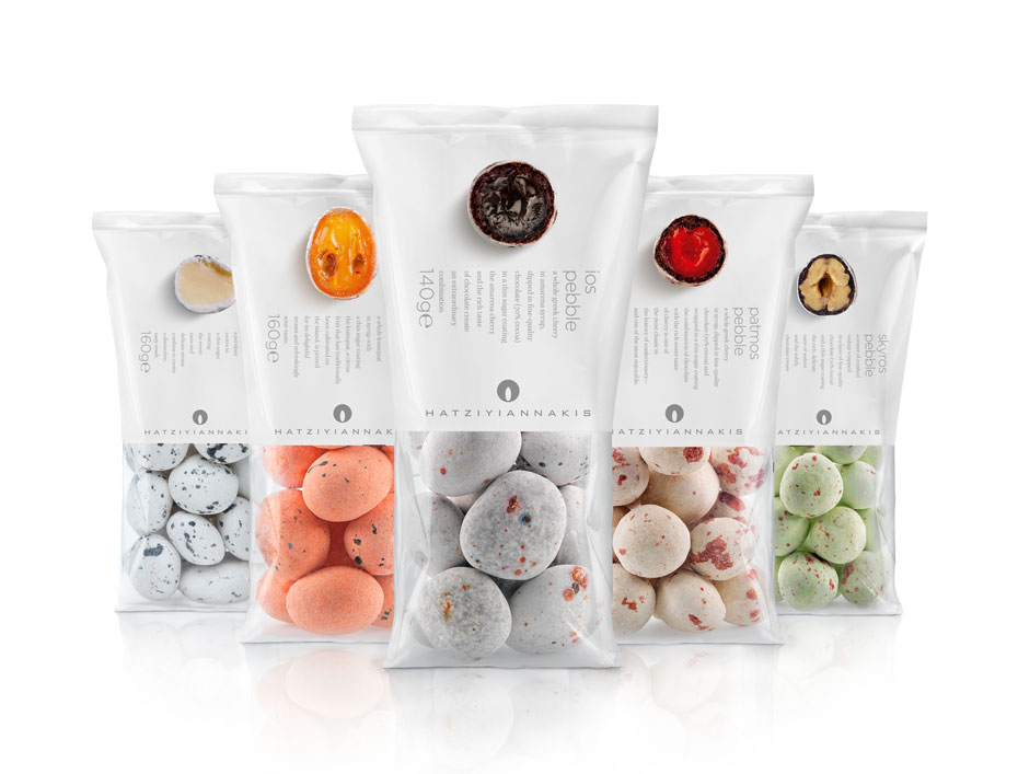A complete look at the packaged pebbles - Hatziyiannakis Dragees Packaging 