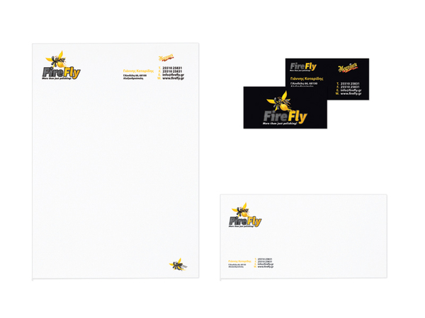 Business cards, letterhead and envelope.