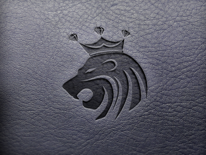 The logo on leather.