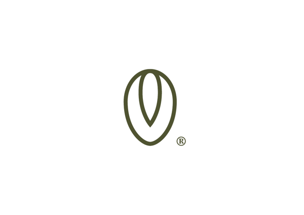 The logo starts with the shape of an olive, with the section of the pit clearly outlined.