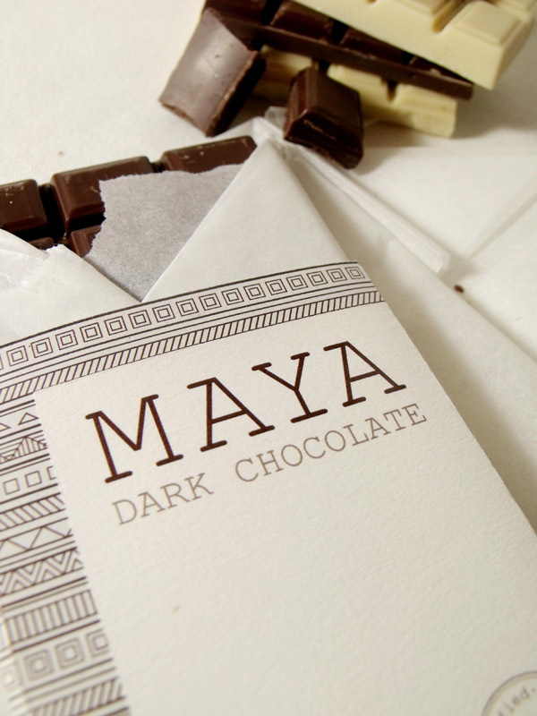 Opening the dark chocolate package.